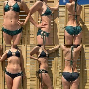 Y2K Celebrity Designer, Custom 1 of a Kind REVERSIBLE, Hand Knit Bikini